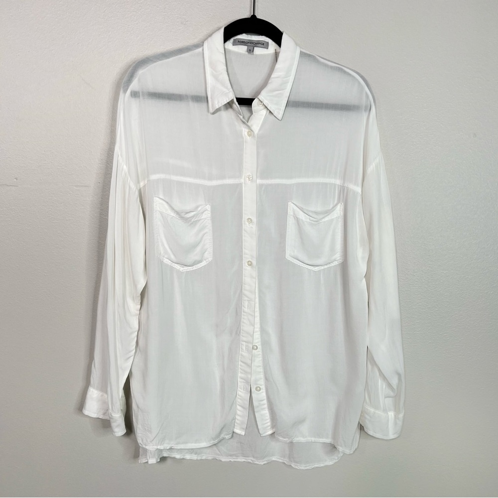 Foreign Exchange White Oversized Button Down Shir… - image 1